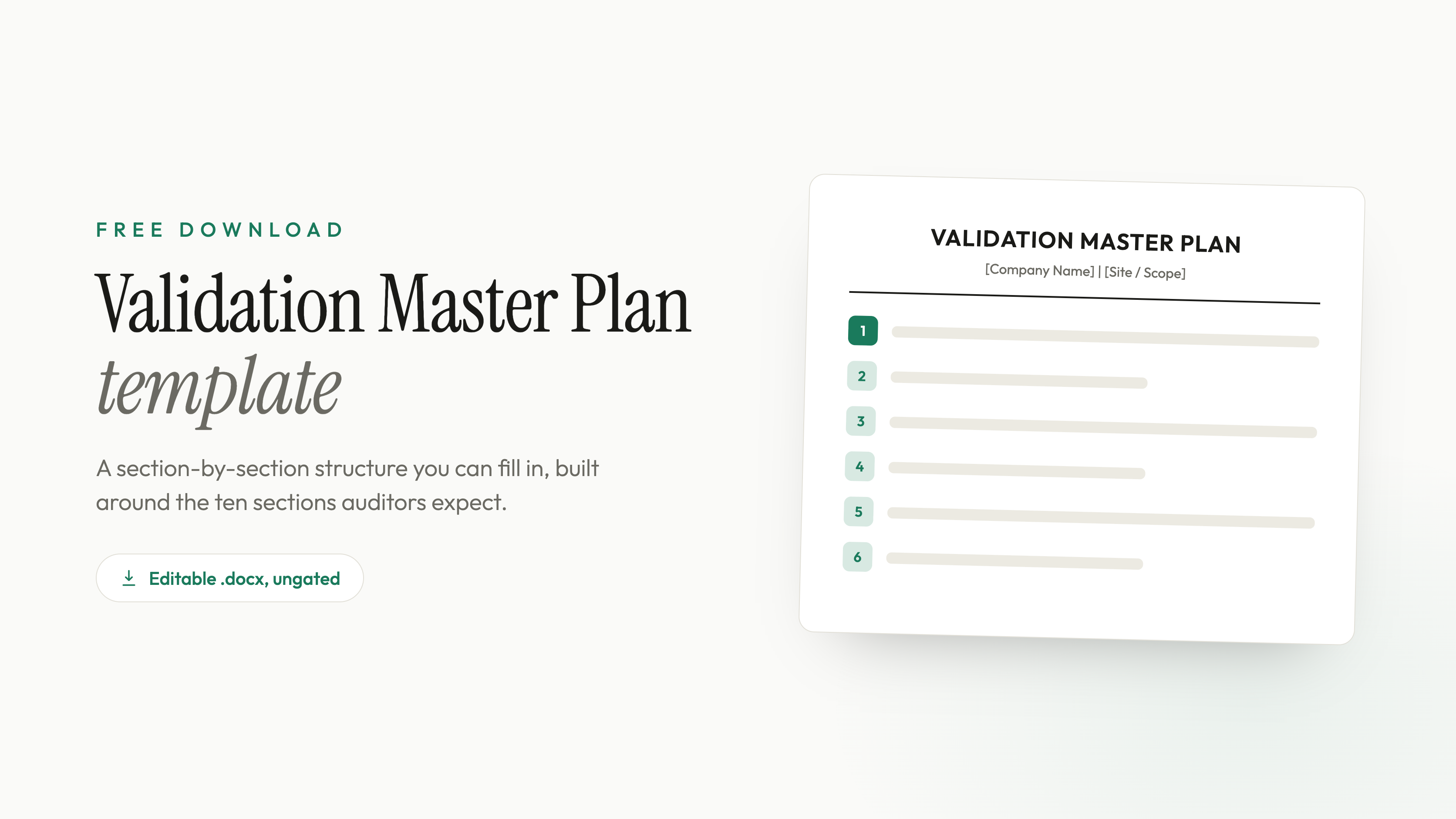Validation Master Plan Template (Free Download)
